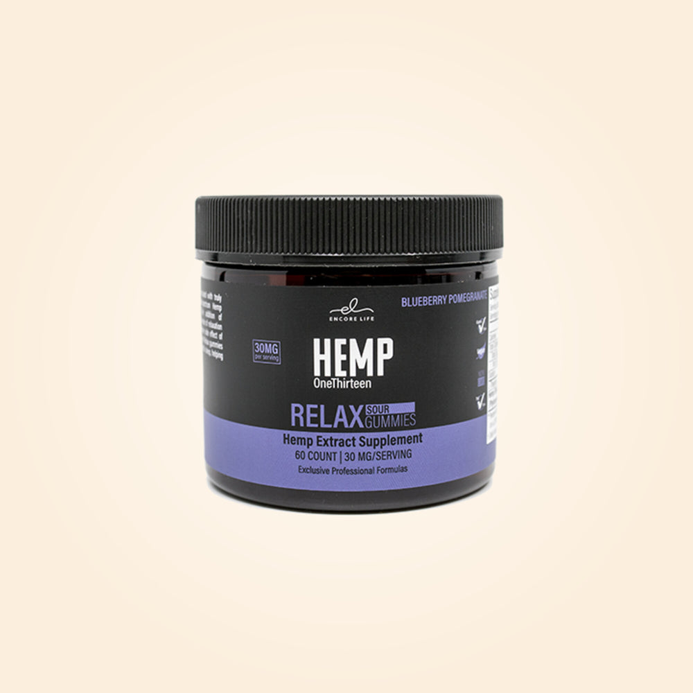 HEMP OneThirteen Relax Sour Gummies Blueberry Pomegranate 60 Gummies