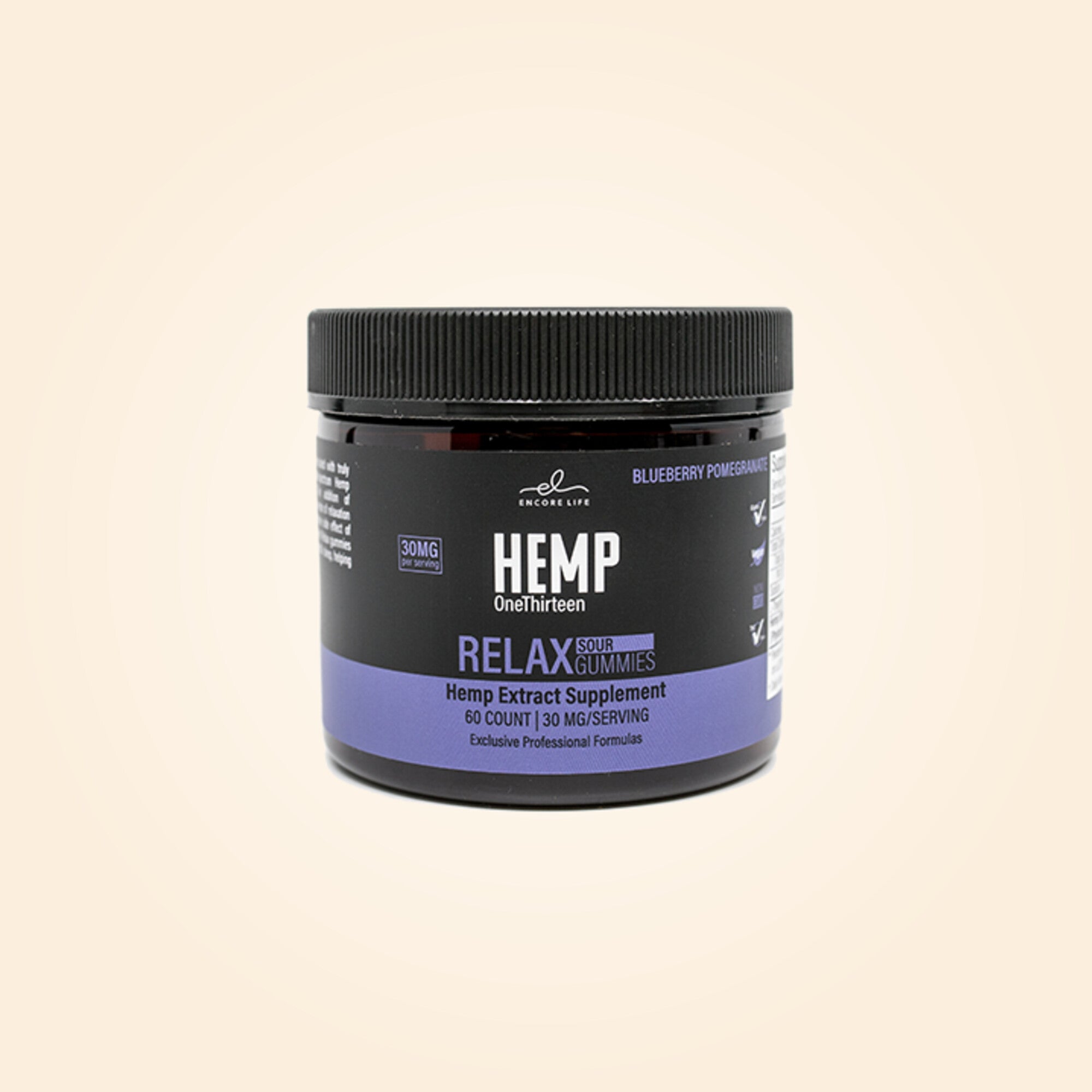 HEMP OneThirteen Relax Sour Gummies Blueberry Pomegranate 60 Gummies