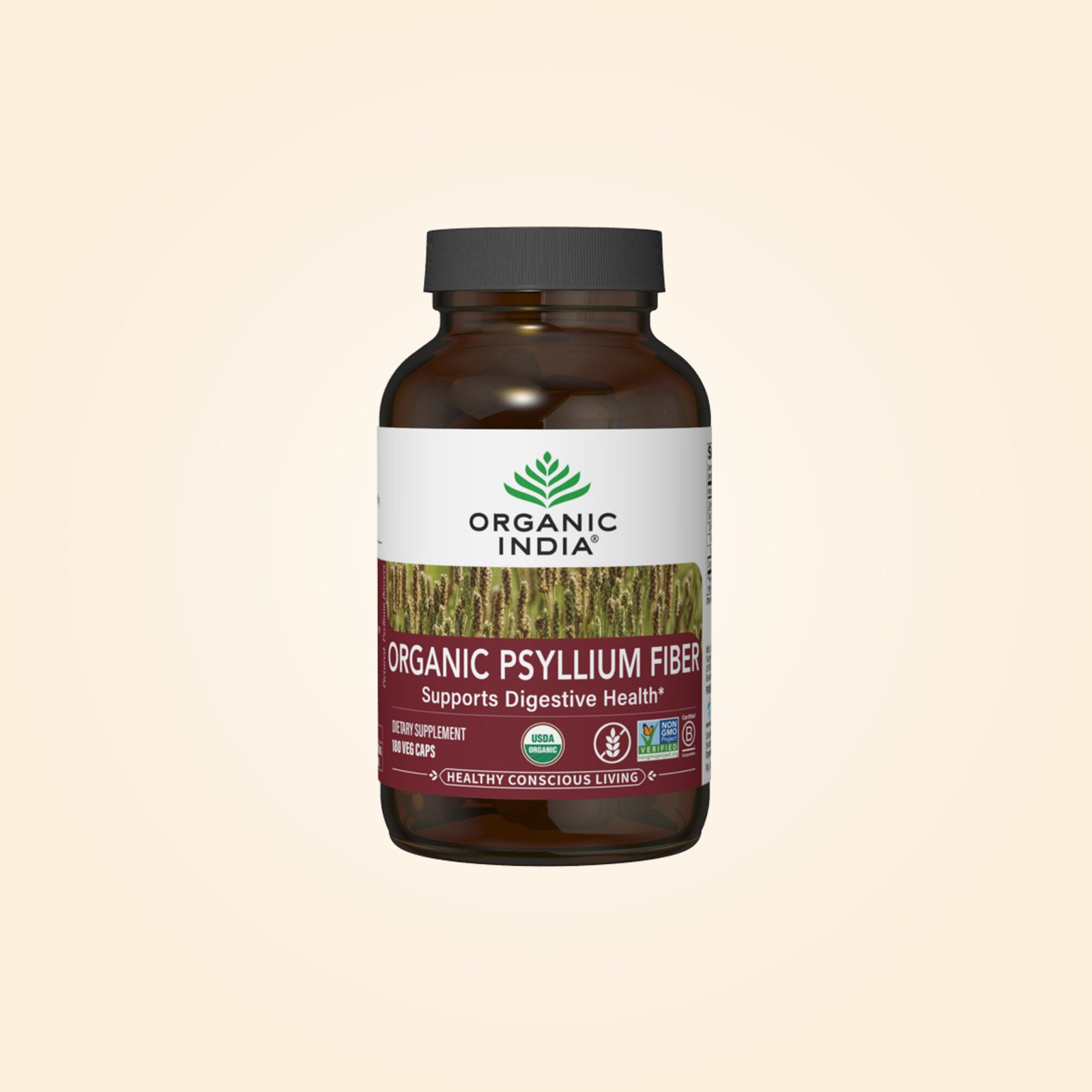 Organic Psyllium Fiber 180 Capsules